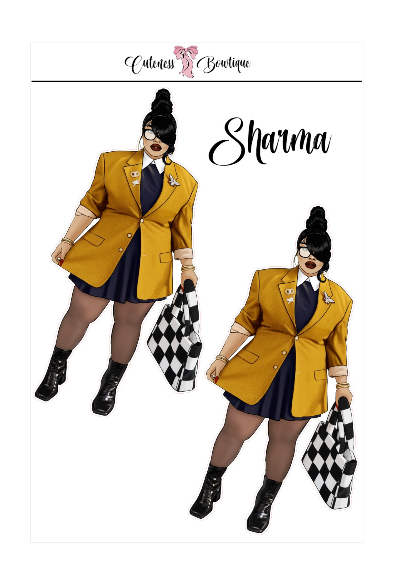 The  CUSTOM Cuteness Doll Collection Sticker Sheet | Cuteness Planner Stickers for Agendas, Planners, Notebooks, Dividers | SPRING INTO CUTENESS