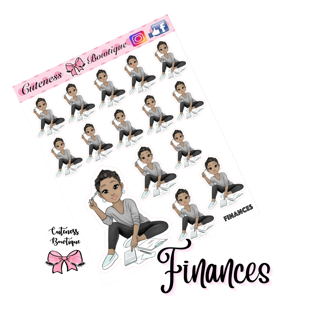 The Cutie Line Icon Sticker Sheet | Cuteness Planner Stickers for Agendas, Planners, Notebooks, Dividers | CUTESIE FINANCES