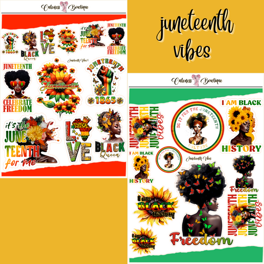 The Cuteness Journaling  Sticker Sheet | Cuteness Planner Stickers for Agendas, Planners, Notebooks, Dividers | JUNETEENTH VIBES