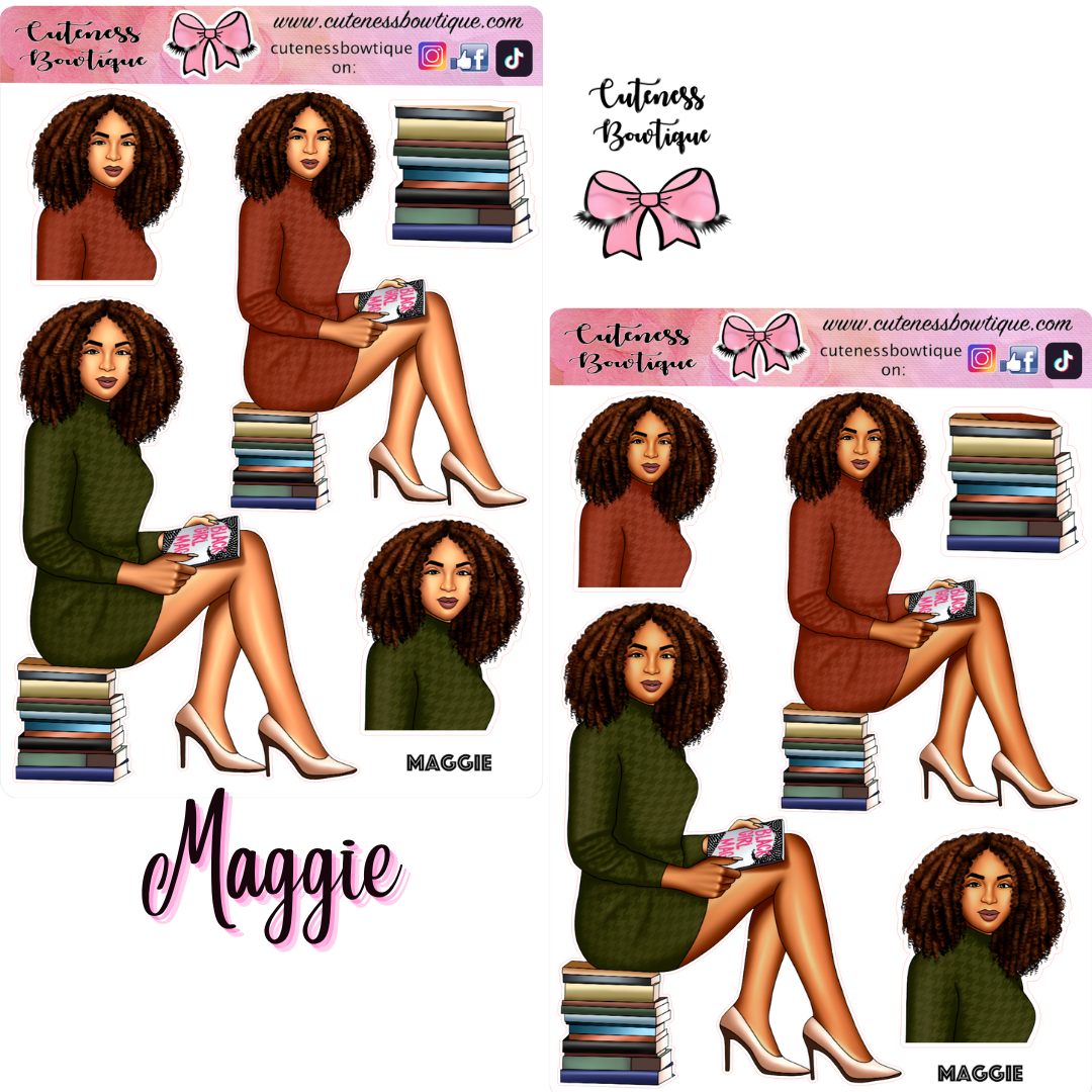 The Cuteness Doll Collection Sticker Sheet | Cuteness Planner Stickers for Agendas, Planners, Notebooks, Dividers | MAGGIE
