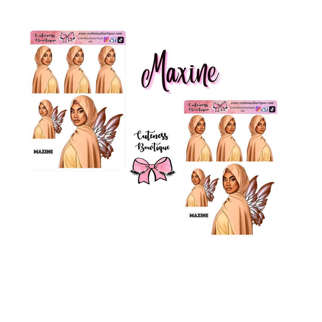 The Cuteness Doll Collection Sticker Sheet | Cuteness Planner Stickers for Agendas, Planners, Notebooks, Dividers | MAXINE