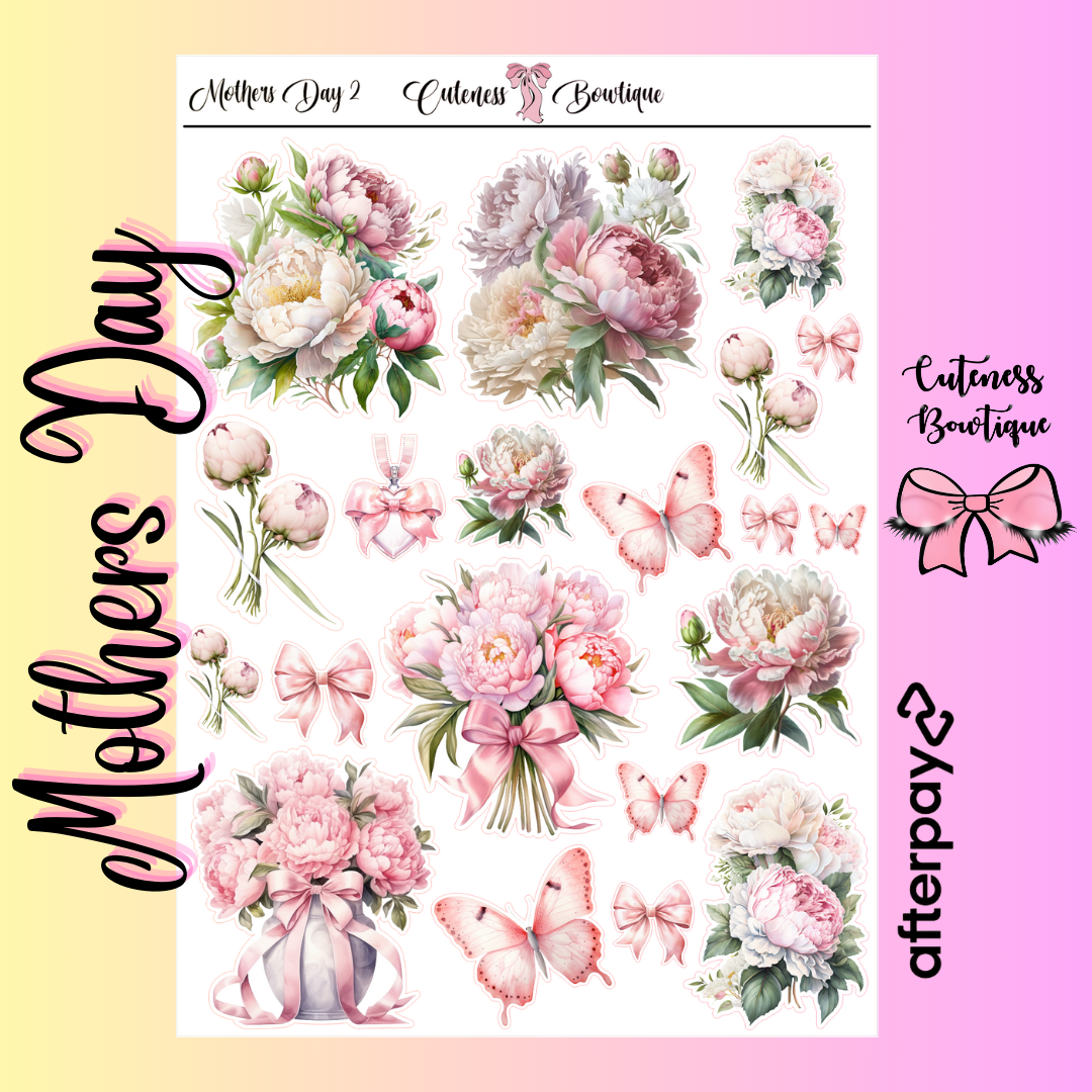 The Cuteness Journaling  Sticker Sheet | Cuteness Planner Stickers for Agendas, Planners, Notebooks, Dividers | MOTHERS DAY