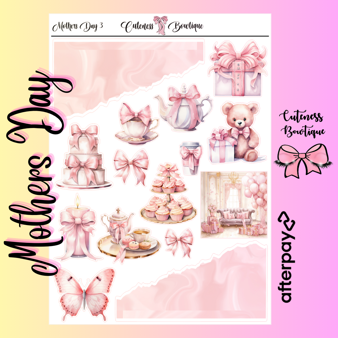 The Cuteness Journaling  Sticker Sheet | Cuteness Planner Stickers for Agendas, Planners, Notebooks, Dividers | MOTHERS DAY