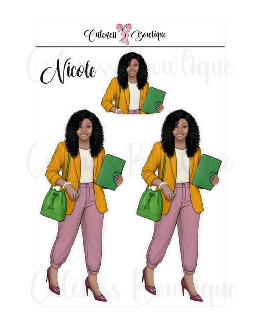 The  CUSTOM Cuteness Doll Collection Sticker Sheet | Cuteness Planner Stickers for Agendas, Planners, Notebooks, Dividers | NICOLE
