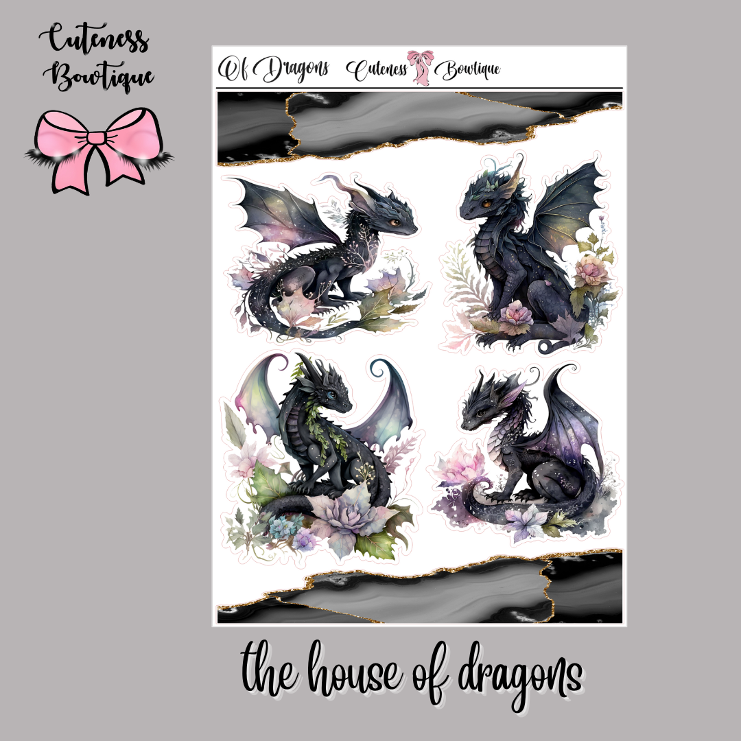 The Cuteness Journaling  Sticker Sheet | Cuteness Planner Stickers for Agendas, Planners, Notebooks, Dividers | THE HOUSE OF DRAGONS