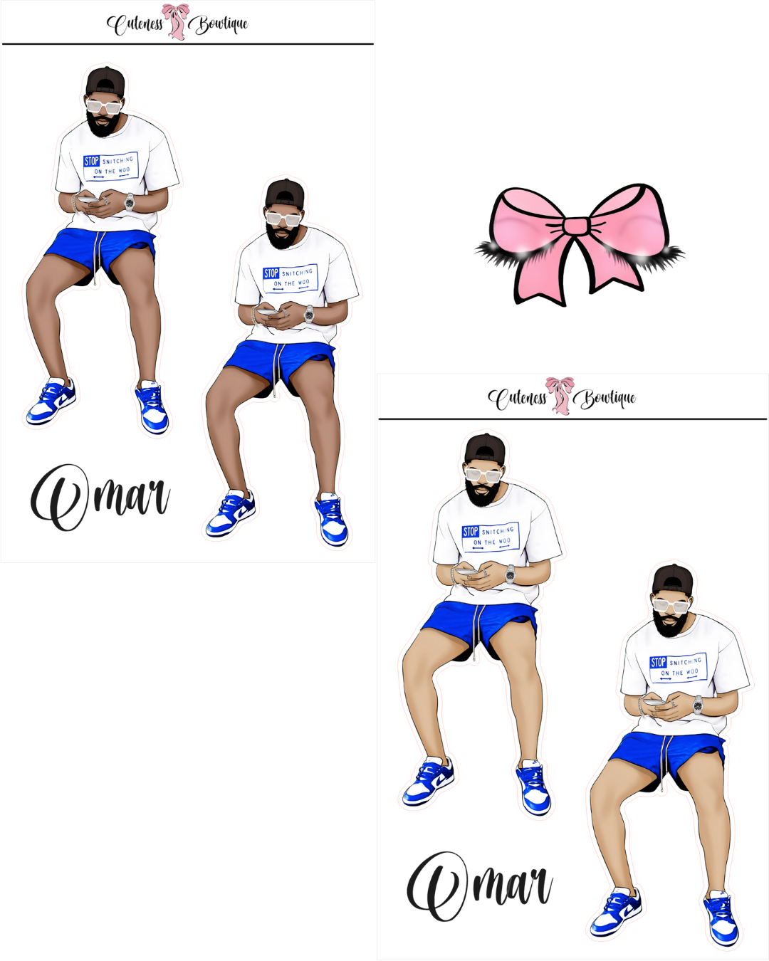 The  CUSTOM Cuteness Doll Collection Sticker Sheet | Cuteness Planner Stickers for Agendas, Planners, Notebooks, Dividers | OMAR
