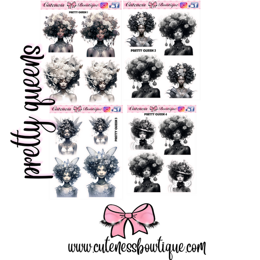 The Cuteness Doll Collection Sticker Sheet | Cuteness Planner Stickers for Agendas, Planners, Notebooks, Dividers | PRETTY QUEENS VOL. 1~4