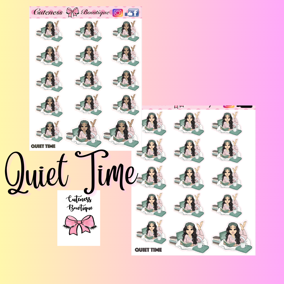 The Cutie Line Icon Sticker Sheet | Cuteness Planner Stickers for Agendas, Planners, Notebooks, Dividers | CUTIE PIE QUIET TIME