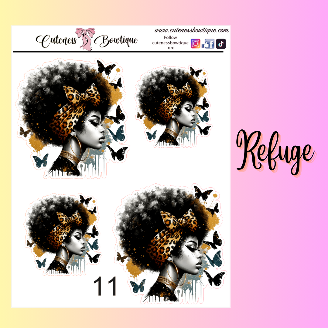 The Cuteness Doll Collection Sticker Sheet | Cuteness Planner Stickers for Agendas, Planners, Notebooks, Dividers | REFUGE 1-11