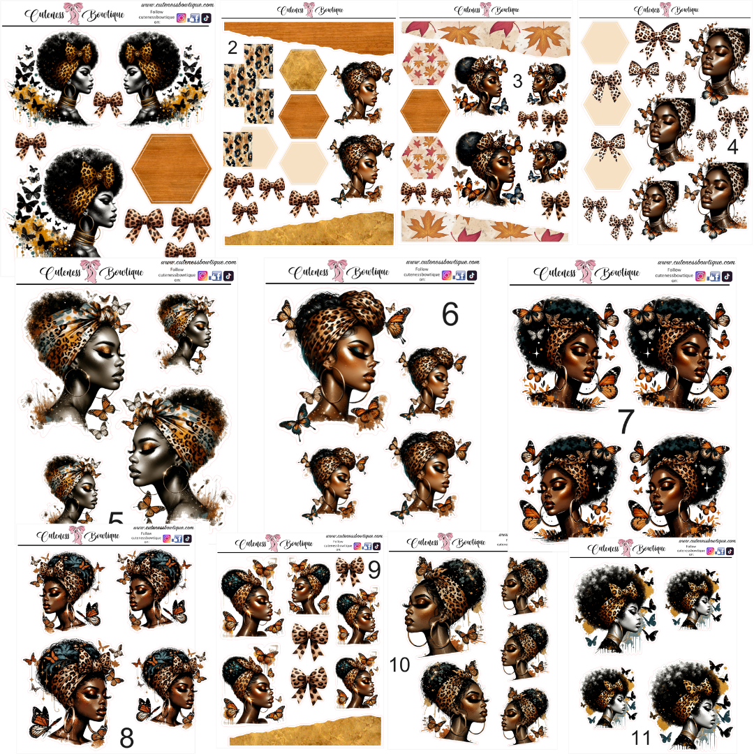 The Cuteness Doll Collection Sticker Sheet | Cuteness Planner Stickers for Agendas, Planners, Notebooks, Dividers | REFUGE 1-11