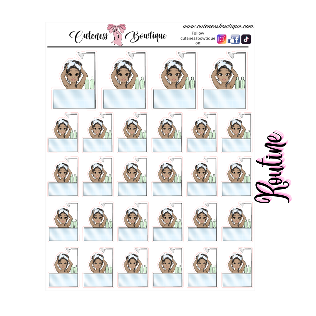 The Cutie Line Icon Sticker Sheet | Cuteness Planner Stickers for Agendas, Planners, Notebooks, Dividers | CUTIE PIE ROUTINE