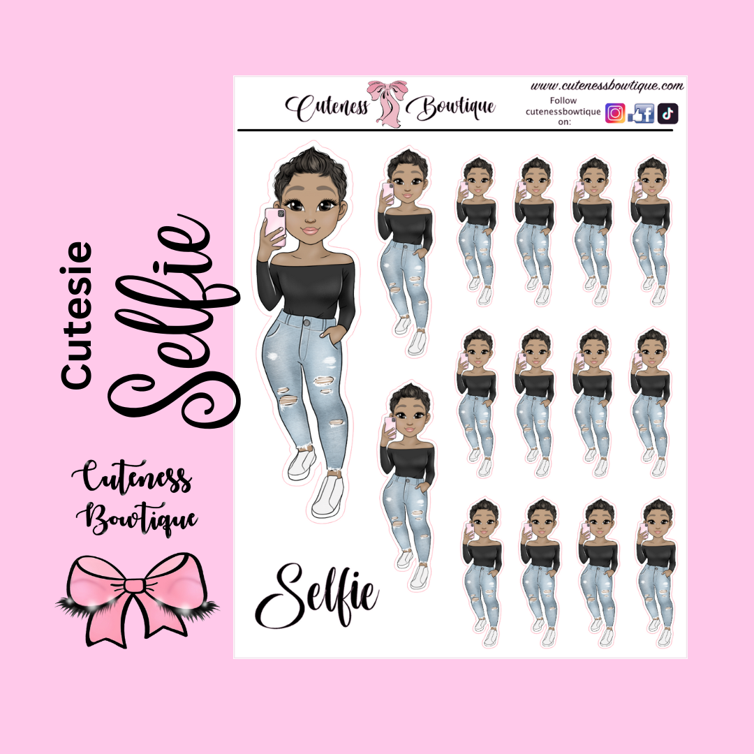 The Cutie Line Icon Sticker Sheet | Cuteness Planner Stickers for Agendas, Planners, Notebooks, Dividers |  CUTESIE SELFIE