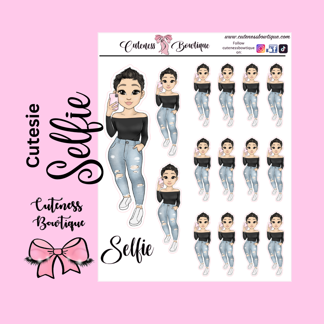 The Cutie Line Icon Sticker Sheet | Cuteness Planner Stickers for Agendas, Planners, Notebooks, Dividers |  CUTESIE SELFIE