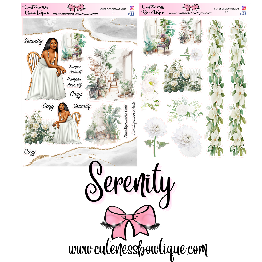 The Cuteness Doll Collection Sticker Sheet | Cuteness Planner Stickers for Agendas, Planners, Notebooks, Dividers | SERENITY