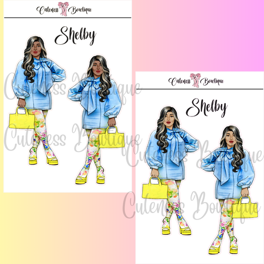 The  CUSTOM Cuteness Doll Collection Sticker Sheet | Cuteness Planner Stickers for Agendas, Planners, Notebooks, Dividers | SHELBY