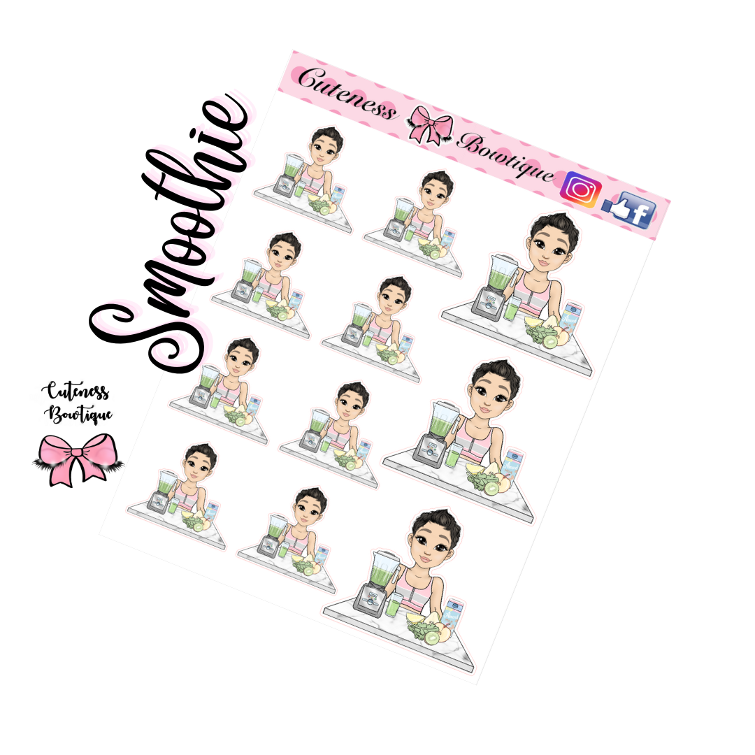 The Cutie Line Icon Sticker Sheet | Cuteness Planner Stickers for Agendas, Planners, Notebooks, Dividers | CUTIE PIE SMOOTHIE