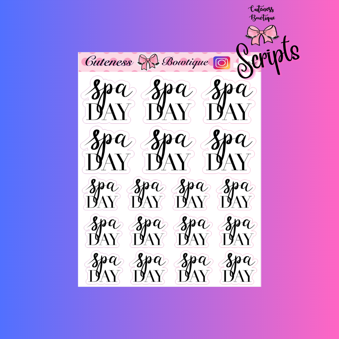 The Cuteness SCRIPTS Collection Sticker Sheet | Cuteness Planner Stickers for Agendas, Planners, Notebooks, Dividers | RELAX SCRIPTS