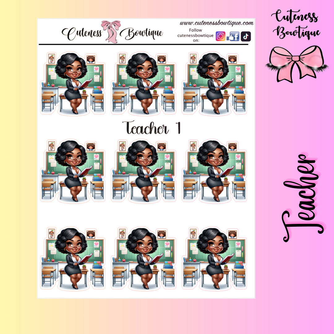 The Cuteness Doll Collection Sticker Sheet | Cuteness Planner Stickers for Agendas, Planners, Notebooks, Dividers | TEACHER