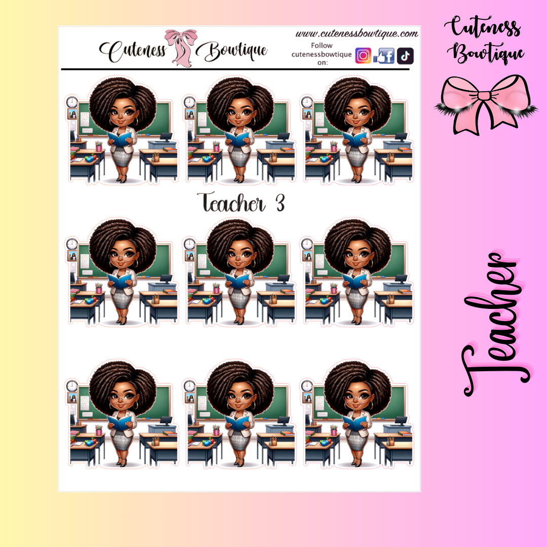 The Cuteness Doll Collection Sticker Sheet | Cuteness Planner Stickers for Agendas, Planners, Notebooks, Dividers | TEACHER