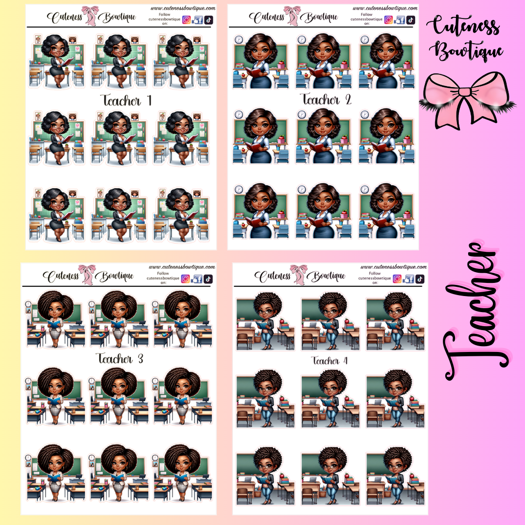 The Cuteness Doll Collection Sticker Sheet | Cuteness Planner Stickers for Agendas, Planners, Notebooks, Dividers | TEACHER