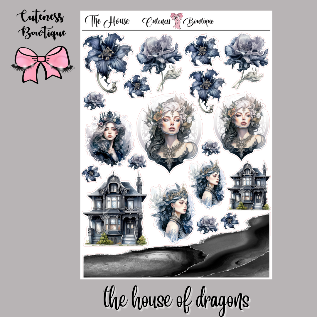 The Cuteness Journaling  Sticker Sheet | Cuteness Planner Stickers for Agendas, Planners, Notebooks, Dividers | THE HOUSE OF DRAGONS