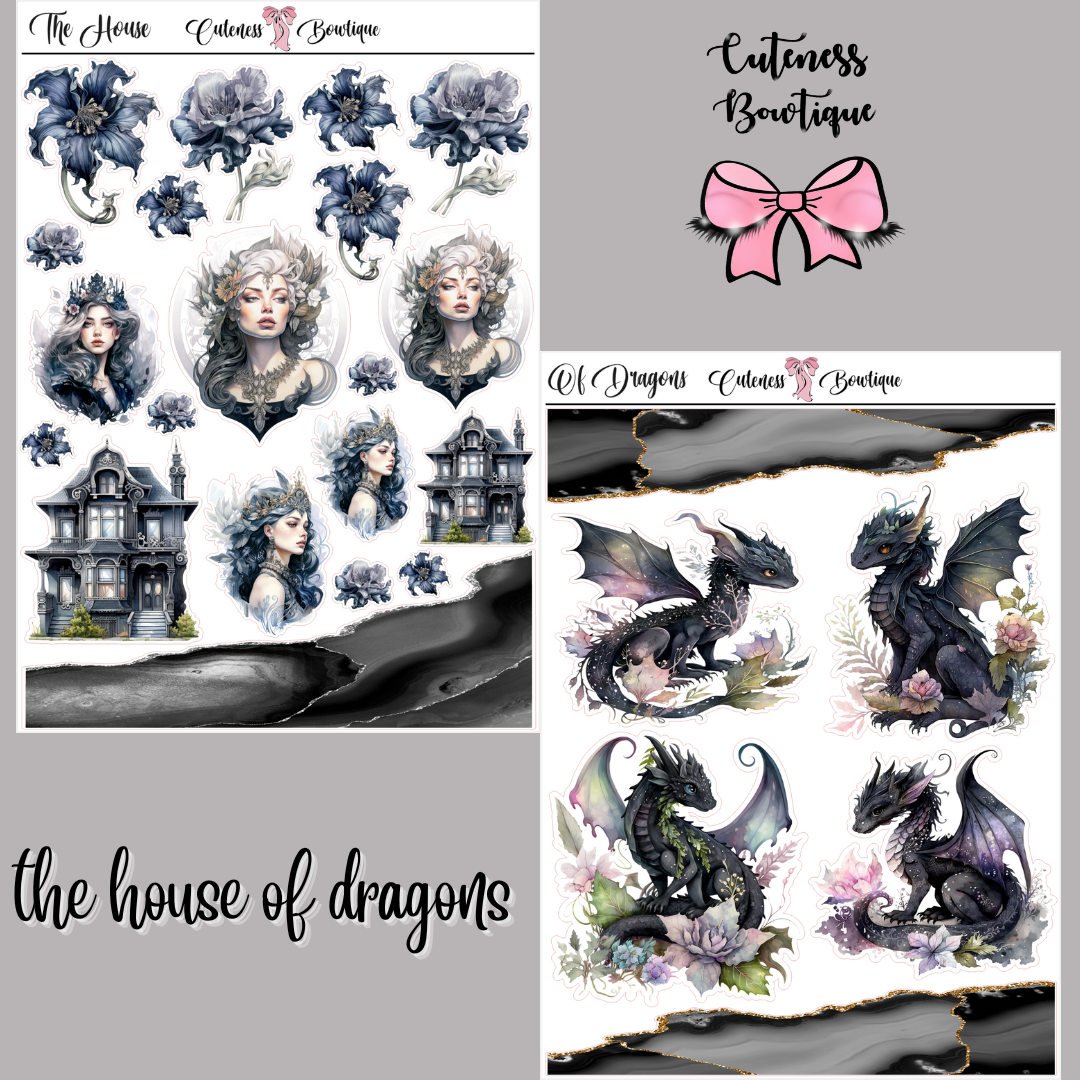 The Cuteness Journaling  Sticker Sheet | Cuteness Planner Stickers for Agendas, Planners, Notebooks, Dividers | THE HOUSE OF DRAGONS