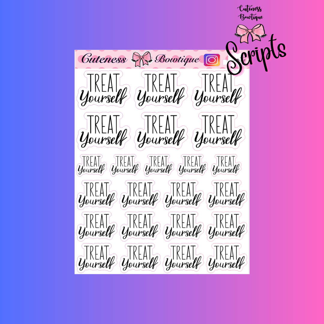 The Cuteness SCRIPTS Collection Sticker Sheet | Cuteness Planner Stickers for Agendas, Planners, Notebooks, Dividers | RELAX SCRIPTS
