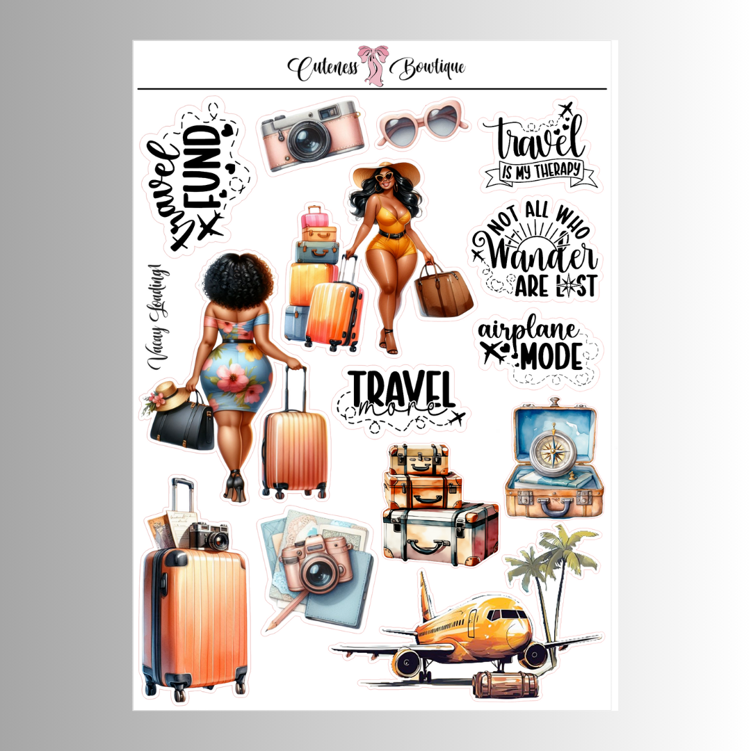 The Cuteness Journaling  Sticker Sheet | Cuteness Planner Stickers for Agendas, Planners, Notebooks, Dividers | VACAY LOADING