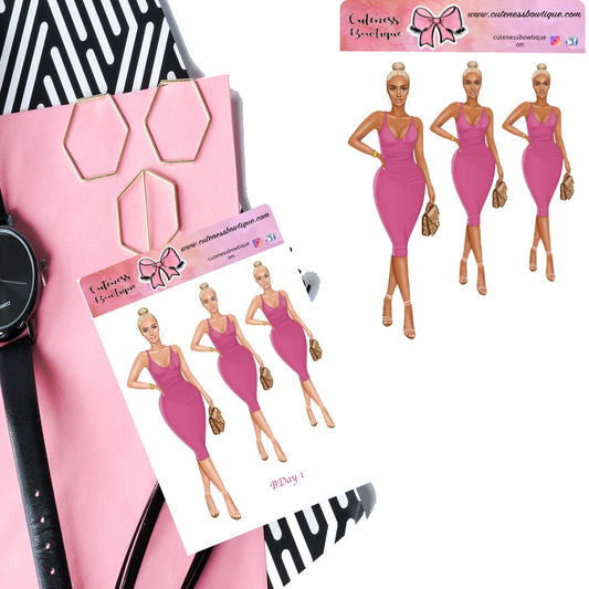 The Cuteness Doll Collection Sticker Sheet | Cuteness Planner Stickers for Agendas, Planners, Notebooks, Dividers | BDAY GIRLZ BUNDLE