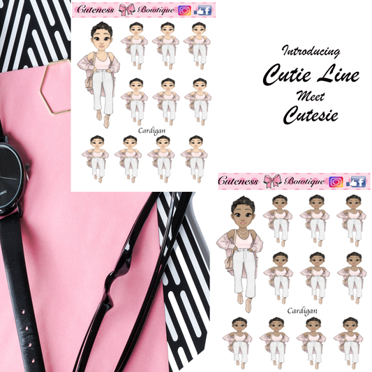 The Cutie Line Icon Sticker Sheet | Cuteness Planner Stickers for Agendas, Planners, Notebooks, Dividers | CARDIGAN