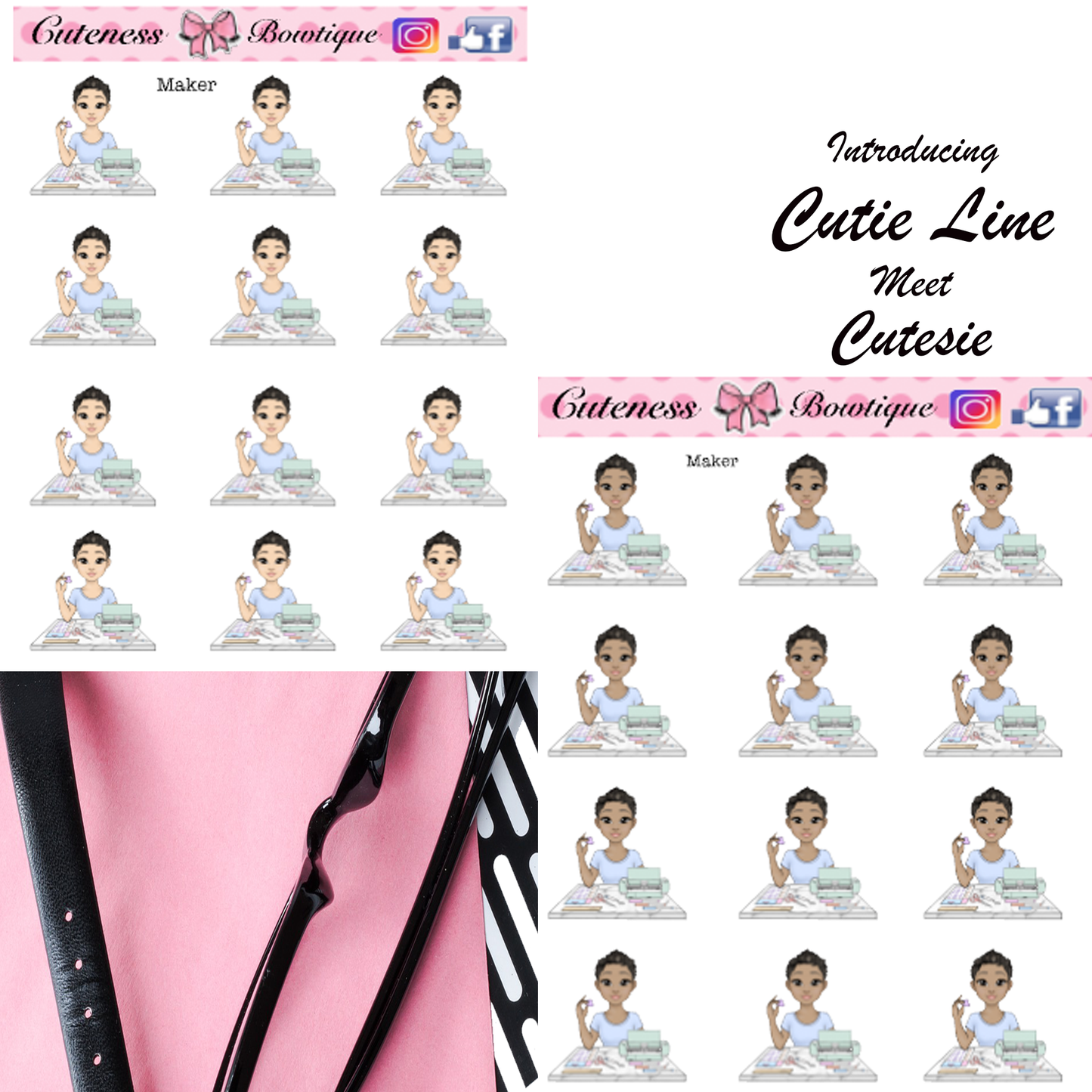 The Cutie Line Icon Sticker Sheet | Cuteness Planner Stickers for Agendas, Planners, Notebooks, Dividers | CUTESIE MAKER