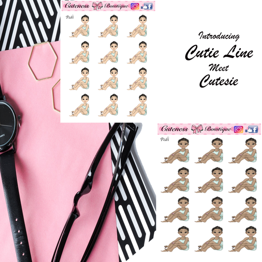 The Cutie Line Icon Sticker Sheet | Cuteness Planner Stickers for Agendas, Planners, Notebooks, Dividers | PEDICURE