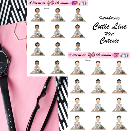 The Cutie Line Icon Sticker Sheet | Cuteness Planner Stickers for Agendas, Planners, Notebooks, Dividers |  CUTESIE PLANTS