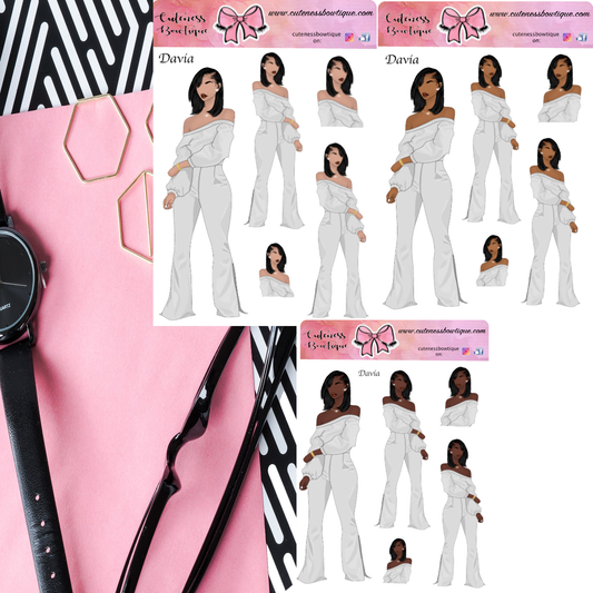 The ABSTRACT ART Cuteness Doll Collection Sticker Sheet | Cuteness Planner Stickers for Agendas, Planners, Notebooks, Dividers | DAVIA