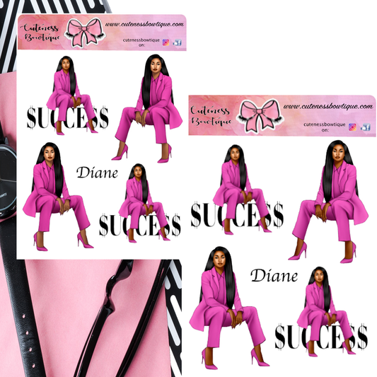 The Cuteness Doll Collection Sticker Sheet | Cuteness Planner Stickers for Agendas, Planners, Notebooks, Dividers | DIANE PINK