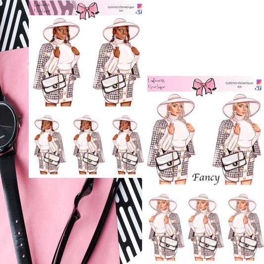 The Cuteness Doll Collection Sticker Sheet | Cuteness Planner Stickers for Agendas, Planners, Notebooks, Dividers | FANCY