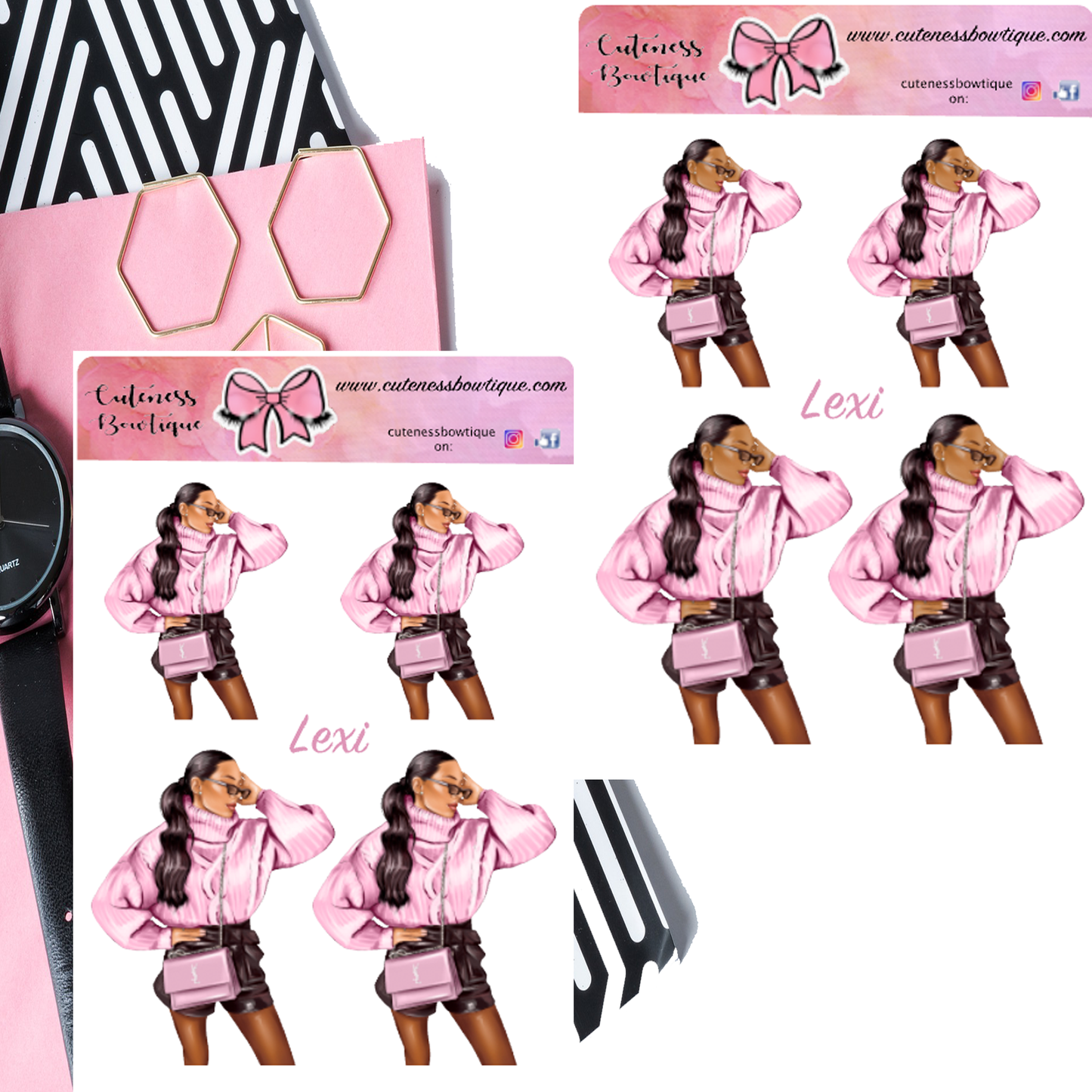 The Cuteness Doll Collection Sticker Sheet | Cuteness Planner Stickers for Agendas, Planners, Notebooks, Dividers | LEXI