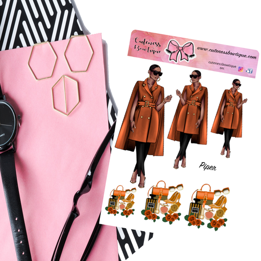 The Cuteness Doll Collection Sticker Sheet | Cuteness Planner Stickers for Agendas, Planners, Notebooks, Dividers | PIPER