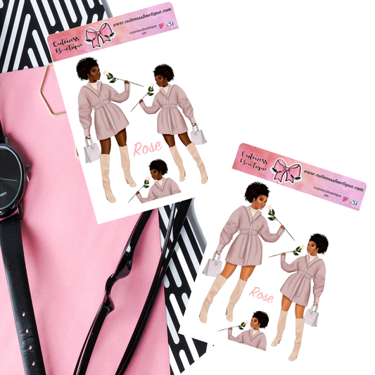 The Cuteness Doll Collection Sticker Sheet | Cuteness Planner Stickers for Agendas, Planners, Notebooks, Dividers | ROSE