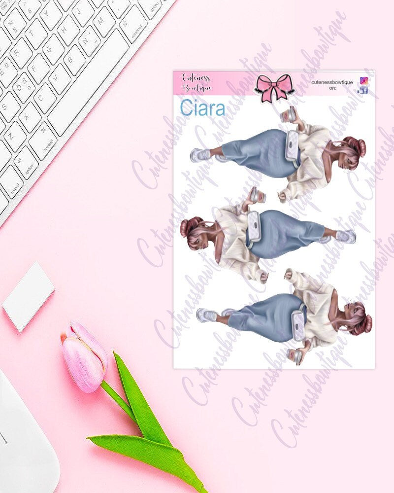 The Cuteness Doll Collection Sticker Sheet | Cuteness Planner Stickers for Agendas, Planners, Notebooks, Dividers | Ciara