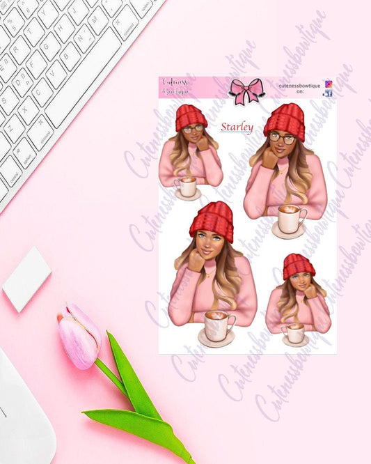 The Cuteness Doll Collection Sticker Sheet | Cuteness Planner Stickers for Agendas, Planners, Notebooks, Dividers | STARLEY