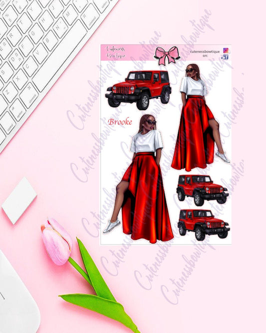 The Cuteness Doll Collection Sticker Sheet | Cuteness Planner Stickers for Agendas, Planners, Notebooks, Dividers | BROOKE