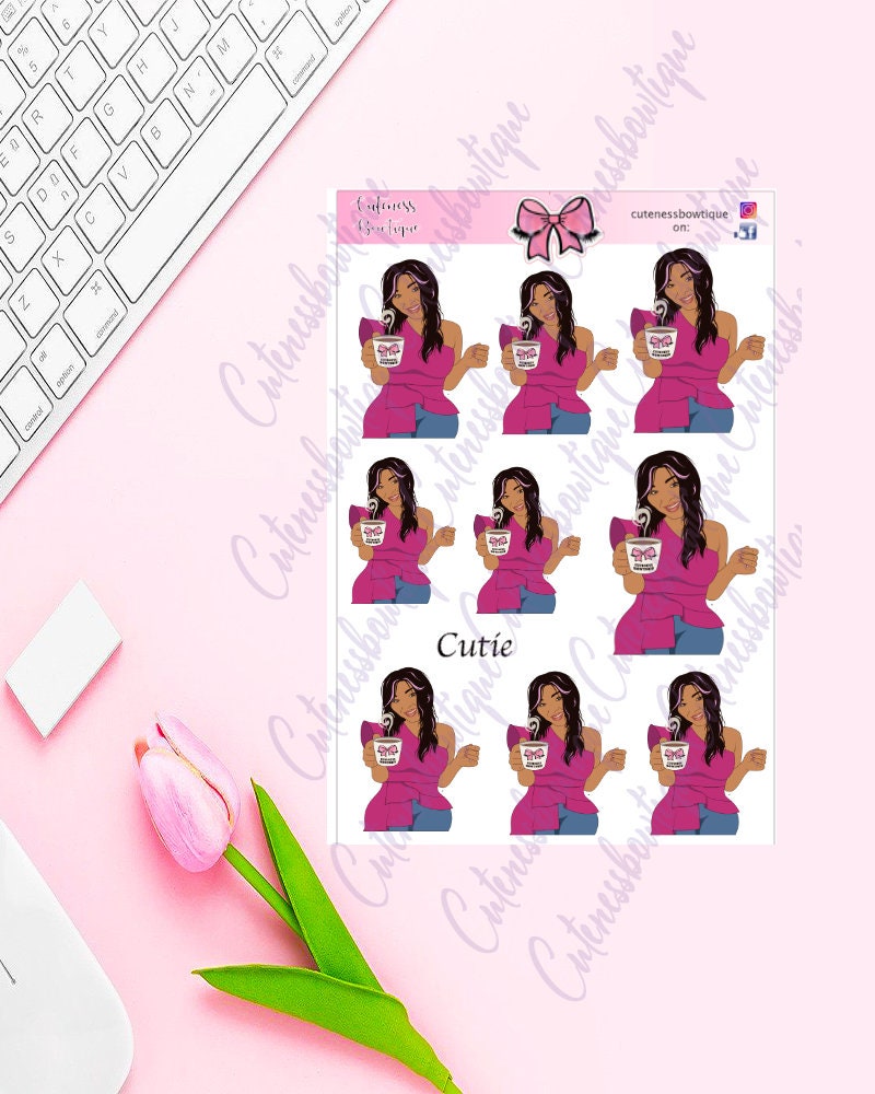 The Cuteness Doll Collection Sticker Sheet | Cuteness Planner Stickers for Agendas, Planners, Notebooks, Dividers | CUTIE