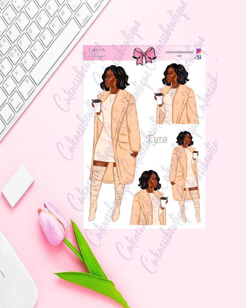 The Cuteness Doll Collection Sticker Sheet | Cuteness Planner Stickers for Agendas, Planners, Notebooks, Dividers | TYRA