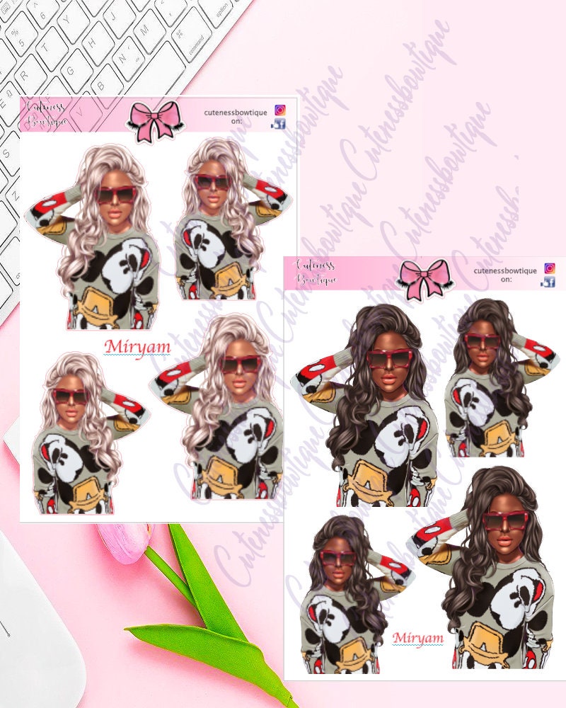 The Cuteness Doll Collection Sticker Sheet | Cuteness Planner Stickers for Agendas, Planners, Notebooks, Dividers | MIRYAM